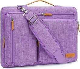 mosiso - 360 Protective Laptop Shoulder Bag 17-17.3 inch for MacBook, HP, Dell, Lenovo, Asus Notebook Messenger Bag - Lilac