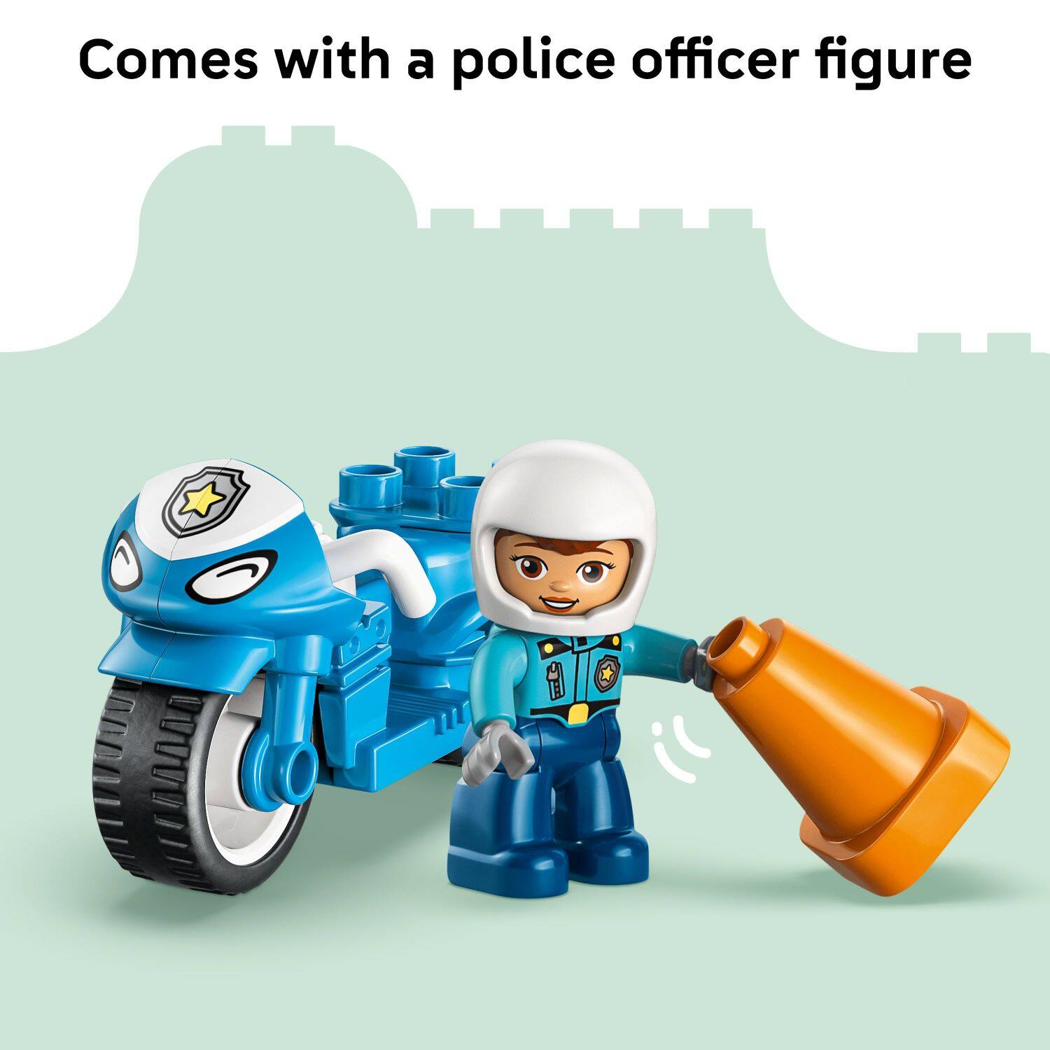 Comes with a police officer figure