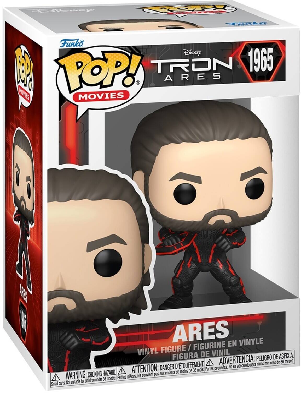 Sure, here is the corrected and grouped text from the image:

---

**Funko POP! Movies**

**Disney TRON ARES 1965**

**ARES**

**VINYL FIGURE / FIGURINE EN VINYLE / FIGURA DE VINIL**

**ADVERTENCIA: PELIGRO DE ASFIXIA.**

**ATTENTION: DANGER D'ÉTOUFFEMENT.**

**WARNING: CHOKING HAZARD.**

**Small parts. Not suitable for children under 36 months.**

**Petites pièces. Ne convient pas aux enfants de moins de 36 mois.**

**Ne convient pas aux enfants de moins de 36 mois.**

---

This text is from the packaging of a Funko Pop! vinyl figure from the Disney TRON series.