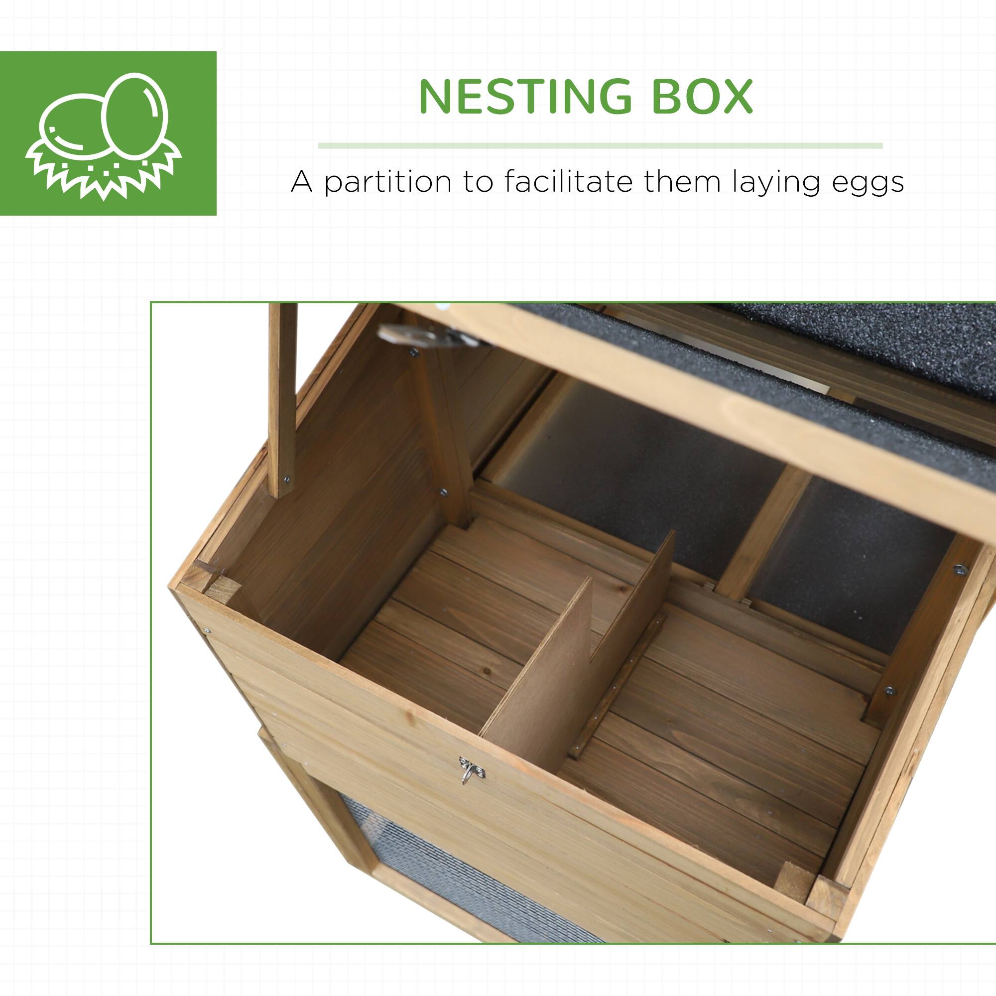 NESTING BOX

A partition to facilitate them laying eggs