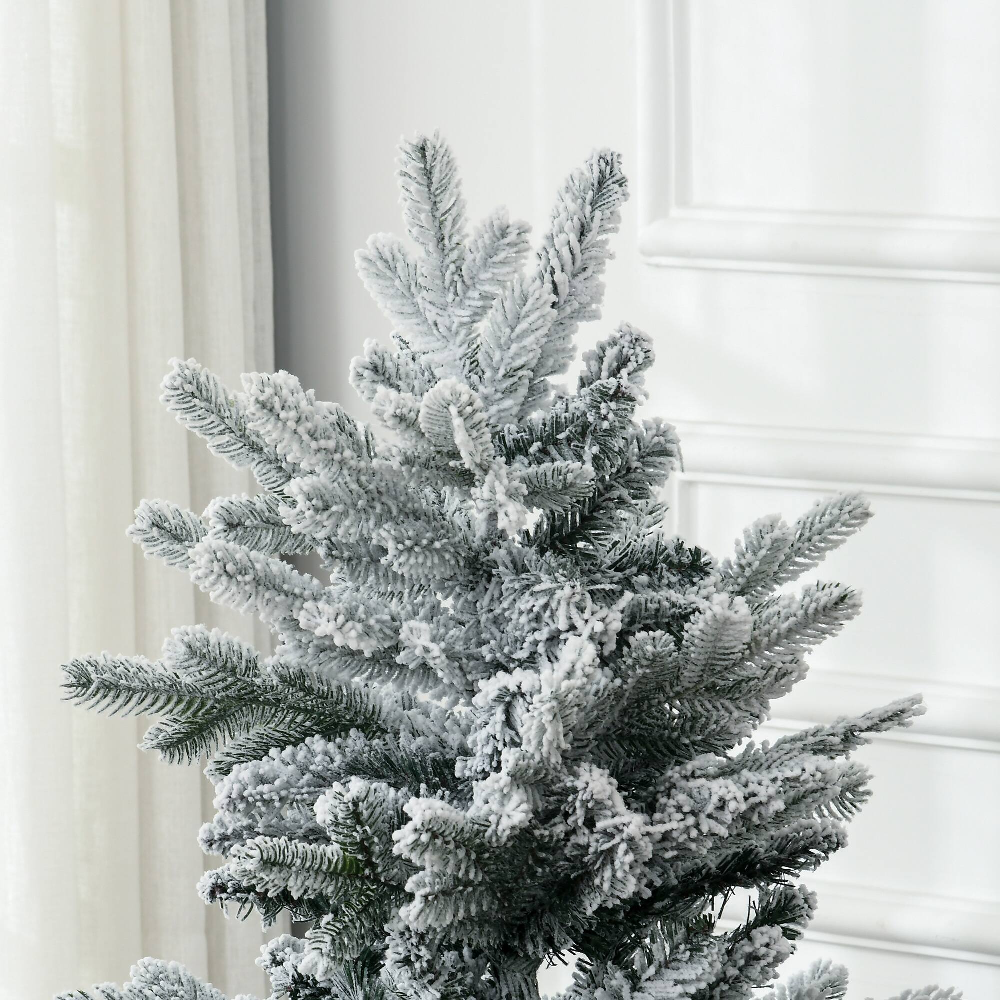 Alt View 7. Homcom - Tall Flocked Artificial Christmas Tree Holiday Décor with 267 Snow Branches, Auto Open, Steel Base - green.