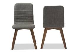 Baxton Studio - Sugar Scandinavian Style Dark Fabric Upholstered Walnut Wood Finishing Dining Chair - Dark Gray