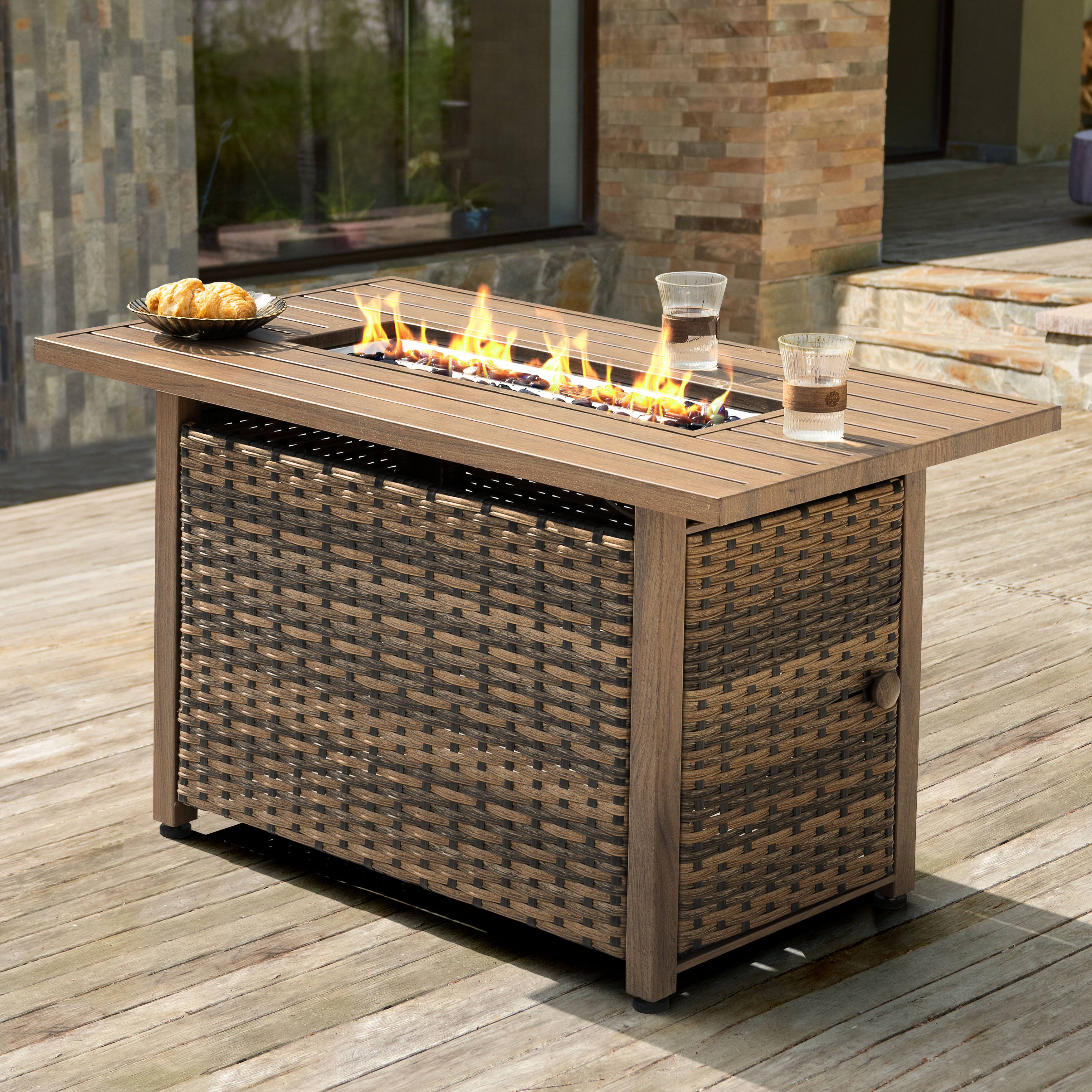 Left. Nuu Garden - Nuu Garden 43'' Patio 50,000 BTU Gas Fire Pit Table for Outside Patio - Brown.
