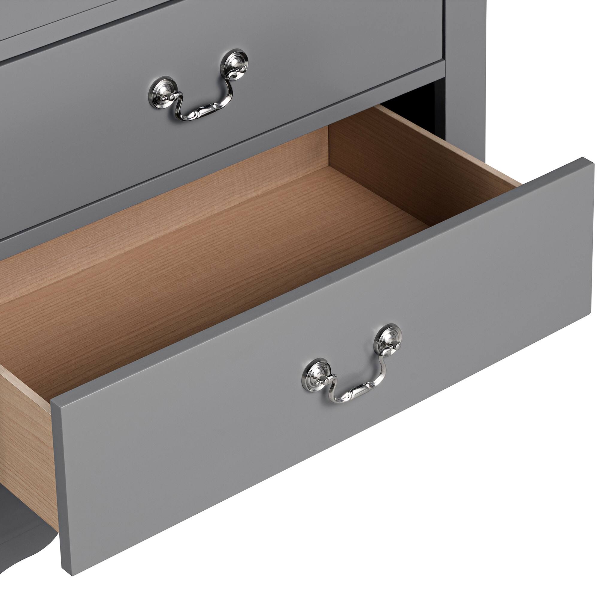 Angle. Vaczon - Modern Solid Wood Chest with English Dovetail Drawers Storage for Bedroom, Living Room or Hallway Organization - Gray.