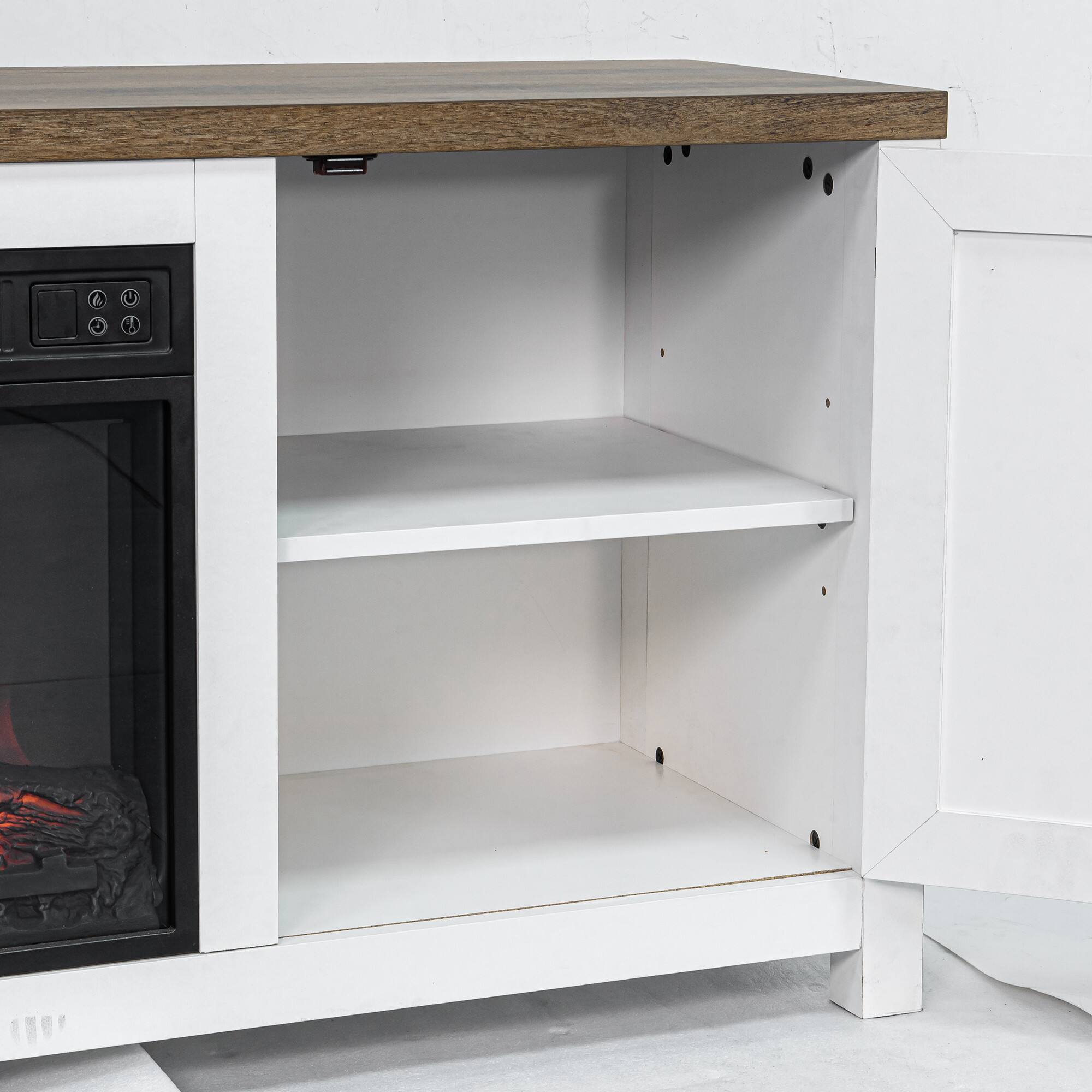 Alt View 10. Ihomeadore - 58" Farmhouse TV Stand for TV up to 65" with Electric Fireplace - White.