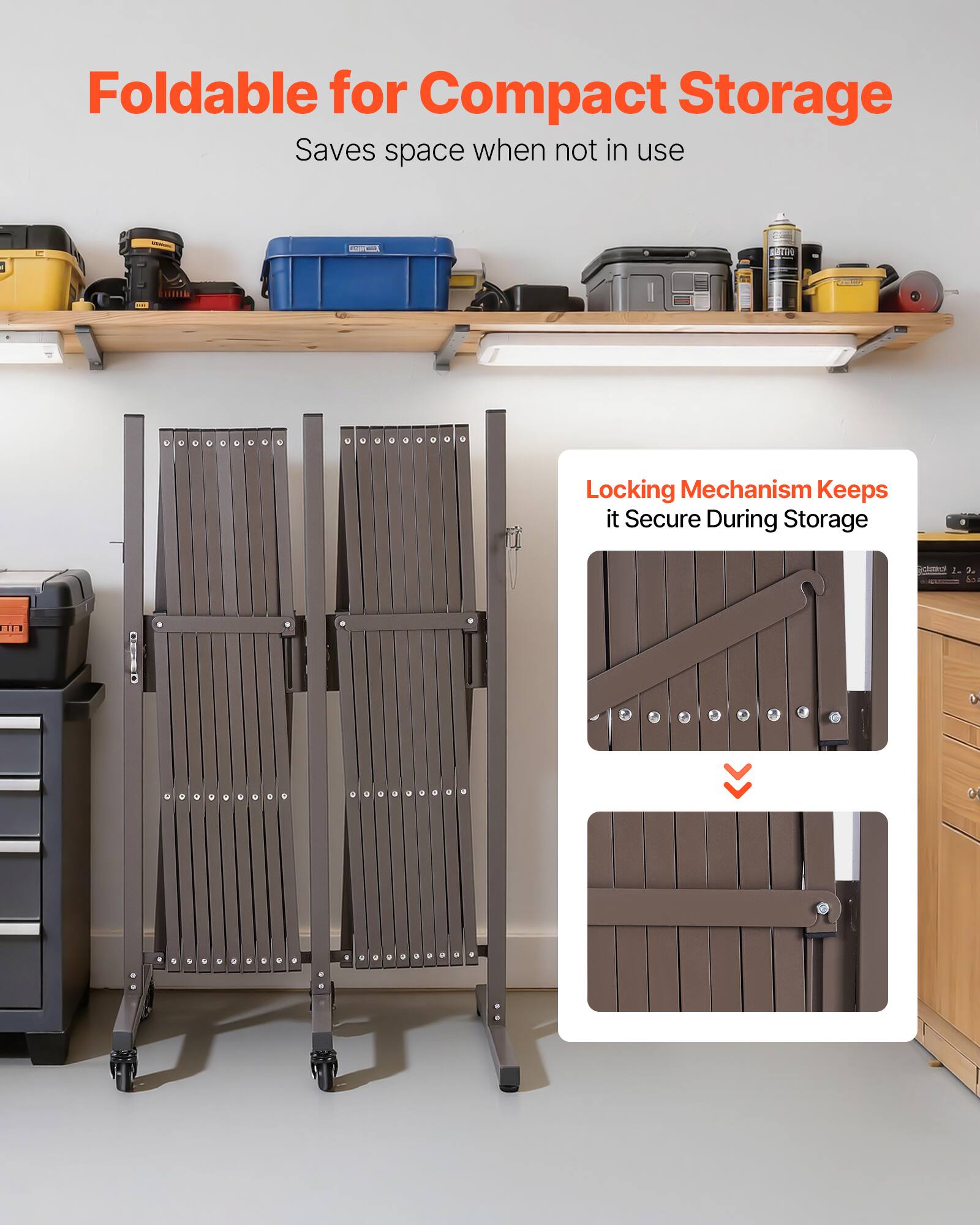 Foldable for Compact Storage  
Saves space when not in use  

CNI Locking Mechanism Keeps it Secure During Storage