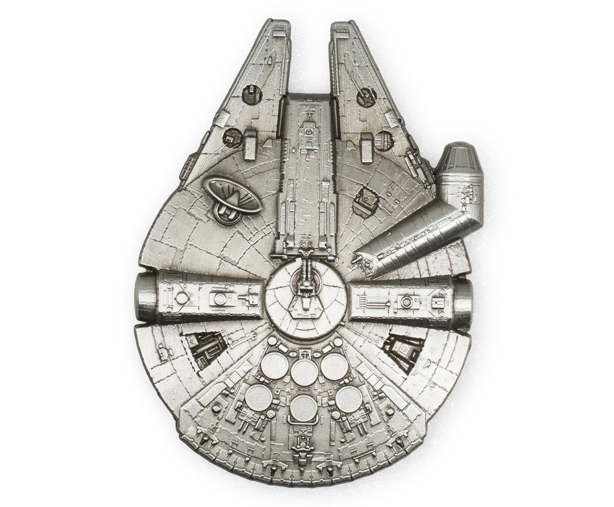 Front. SalesOne LLC - Star Wars Millennium Falcon Collector Metal Pin | 3 x 2 Inches | Toynk Exclusive - Silver.