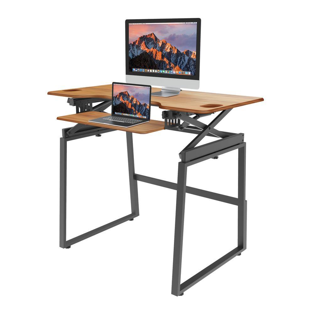 Left. Rocelco - 46" Large Height Adjustable Standing Desk - Brown.