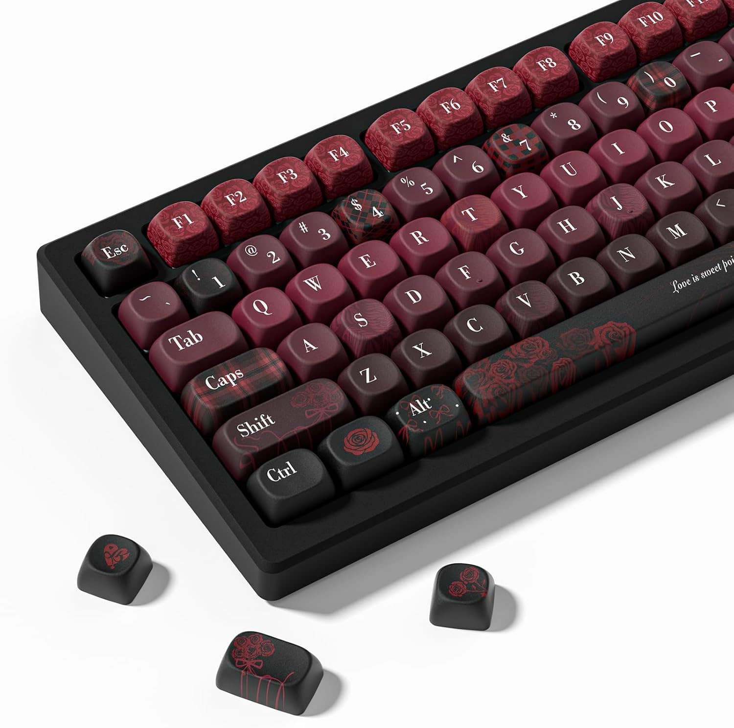 Womier - PBT Keycap Set, MOA Profile Dye-Sub Custom Keyboard Keycap for Cherry MX Switch US Layout Mechanical Keyboard - Red-131 Keys