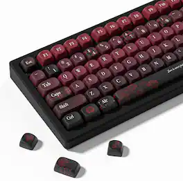 Womier - PBT Keycap Set, MOA Profile Dye-Sub Custom Keyboard Keycap for Cherry MX Switch US Layout Mechanical Keyboard - Red-131 Keys