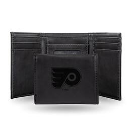 Rico Industries - Philadelphia Flyers NHL Laser Engraved Black Trifold Wallet - Multi