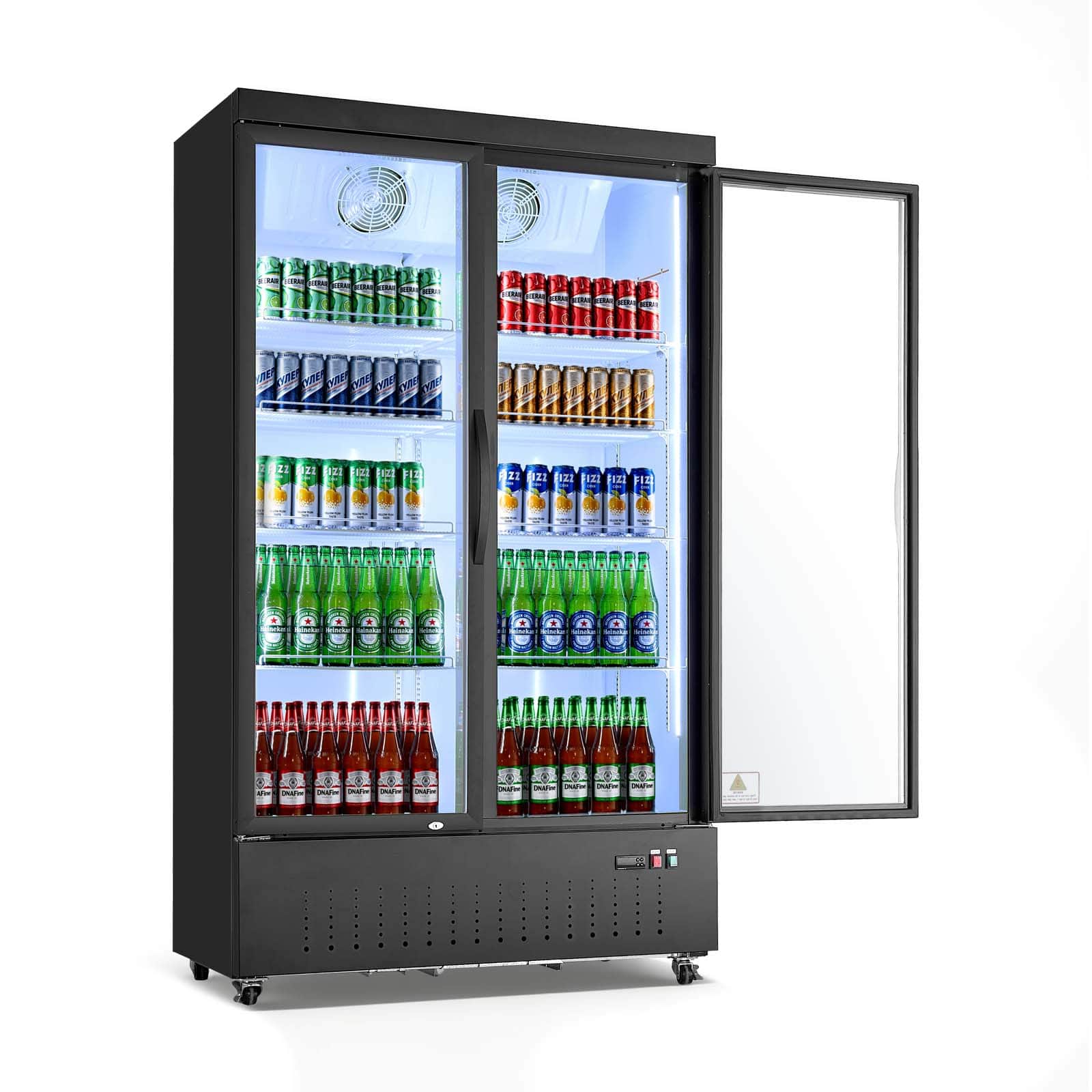 VEVOR - Commercial Merchandiser Refrigerator, 29.3 Cu.Ft / 830L Upright Beverage Cooler, 2 Glass Door Display Refrigerator - Black