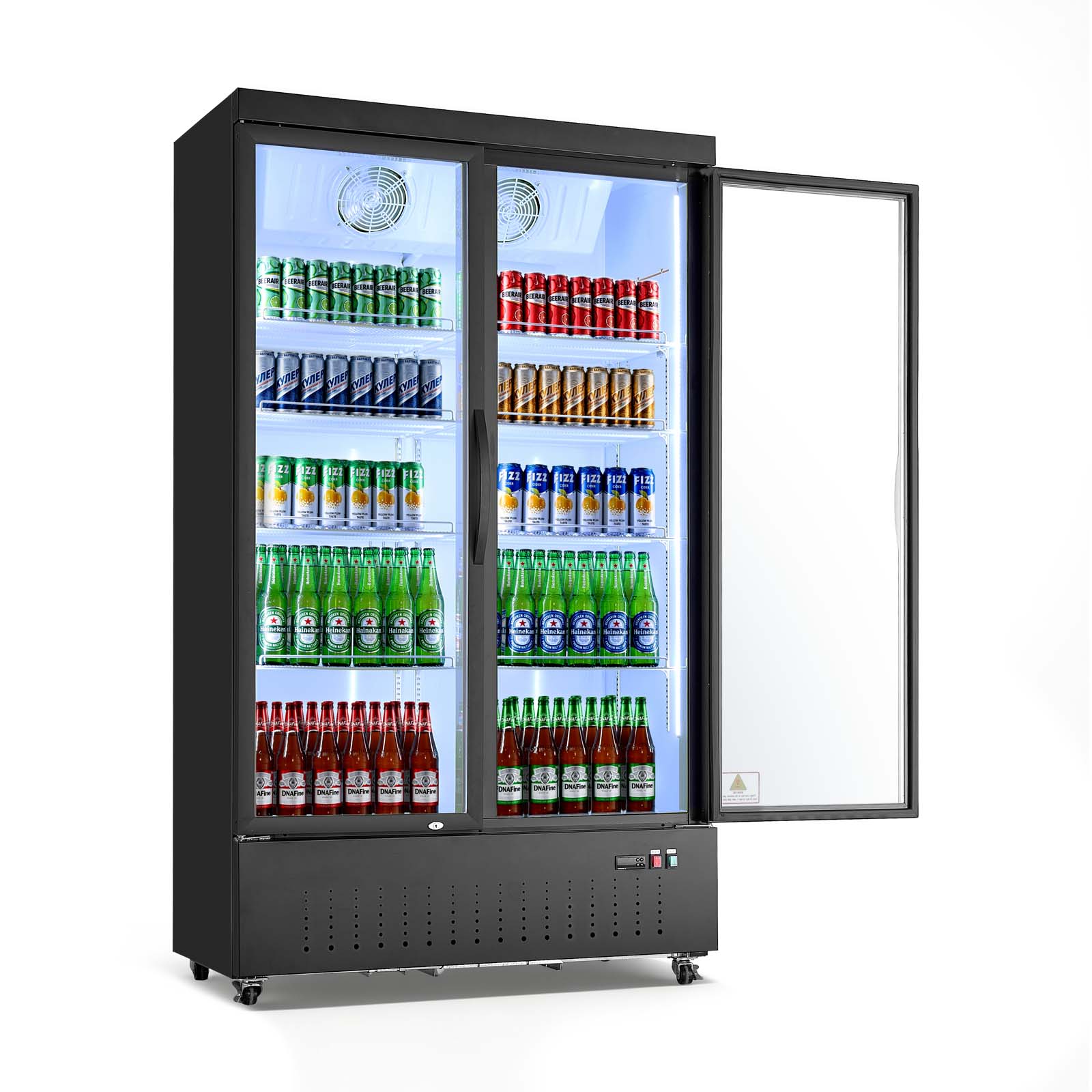 VEVOR - Commercial Merchandiser Refrigerator, 29.3 Cu.Ft / 830L Upright Beverage Cooler, 2 Glass Door Display Refrigerator - Black