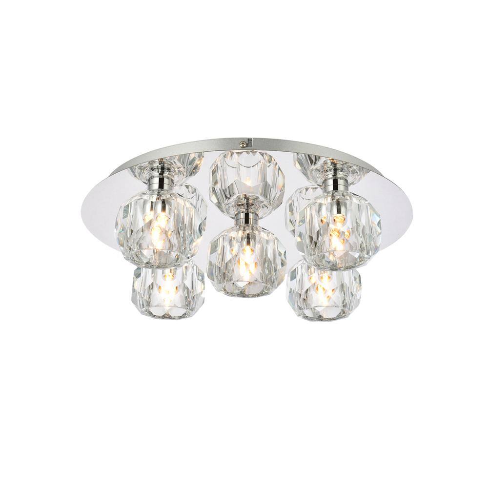 Alt View 5. Elegant Lighting - Graham 5 Light Ceiling Lamp in Chrome - Chrome And Clear.