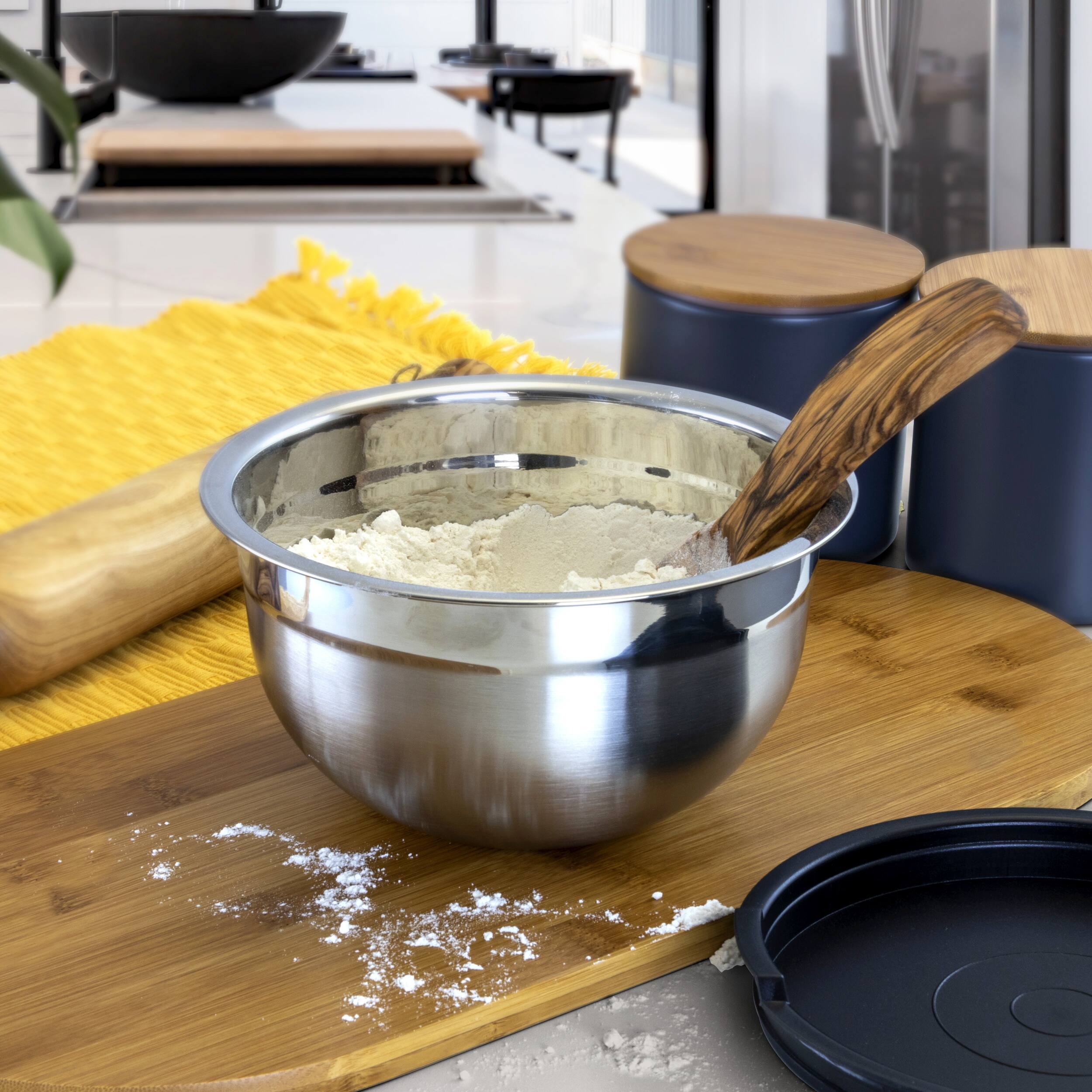 Alt View 8. MegaChef - MegaChef 5 Piece Multipurpose Stackable Mixing Bowl Set with Lids - Silver.