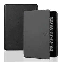 Dteck - For Amazon Kindle Paperwhite (2024)/Kindle Colorsoft Slim Fit Cross-hatched Leather Shockproof Case Auto Sleep/Wake - Black