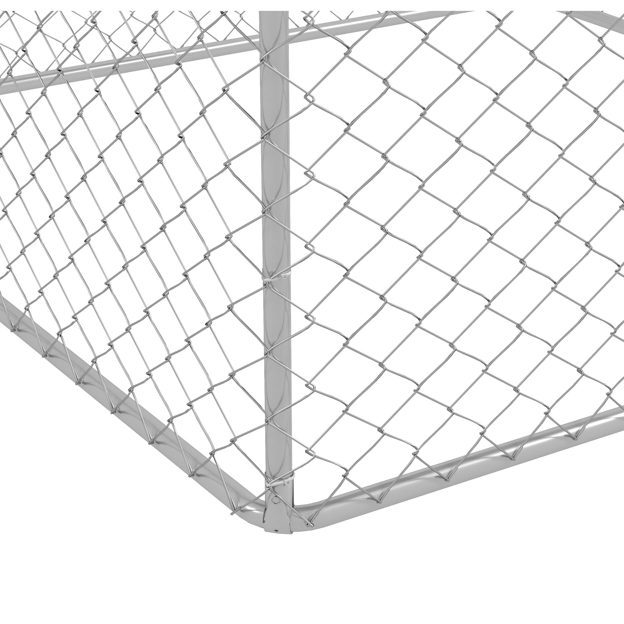 Alt View 5. Pawhut - Large Dog Kennel Outside, Heavy Duty Cage with Waterproof Cover, Fence Run, Galvanized Chain Link, Secure Lock.