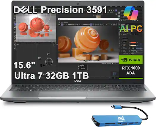 Sure, here is the corrected and grouped text from the image:
---
**DELL Precision 3591**
**15.6" Ultra 7 32GB 1TB**
**NVIDIA RTX 1000 ADA**
**AI PC**
**ist Computers**
---
**View Preferences**
**Render**
**NVIDIA**
**RTX 1000 ADA**
**ist Computers**
---
**DELL**
**Precision 3591**
**15.6"**
**Ultra 7**
**32GB**
**1TB**
**NVIDIA**
**RTX 1000 ADA**
**ist Computers**
---
**DELL**
**Precision 3591**
**15.6"**
**Ultra 7**
**32GB**
**1TB**
**NVIDIA**
**RTX 1000 ADA**
**ist Computers**
---
**DELL**
**Precision 3591**
**15.6"**
**Ultra 7**
**32GB**
**1TB**
**NVIDIA**
**RTX 1000 ADA**
**ist Computers**
---
**DELL**
**Precision 3591**