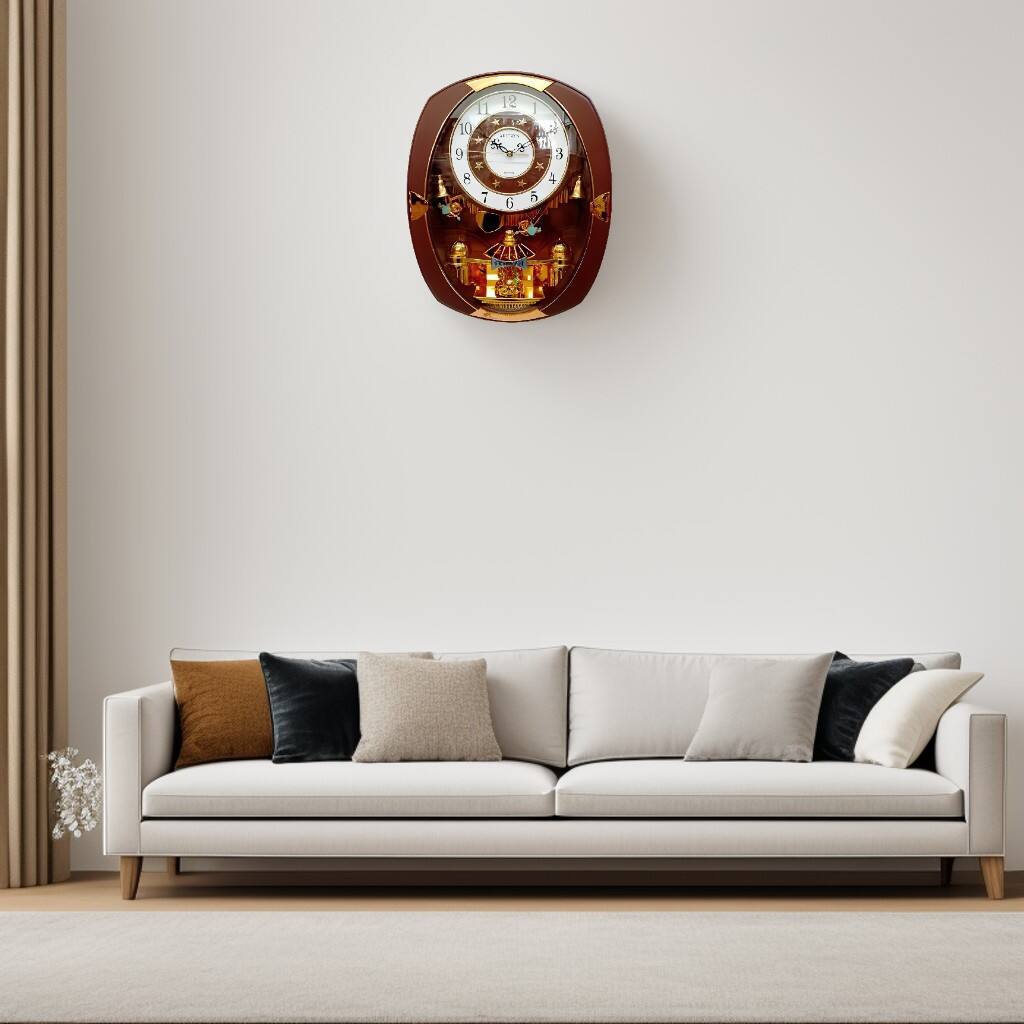 Angle. FC Design - 18"H Brown & Gold Classic Rotating Pendulum Wall Clock - Multicolor.