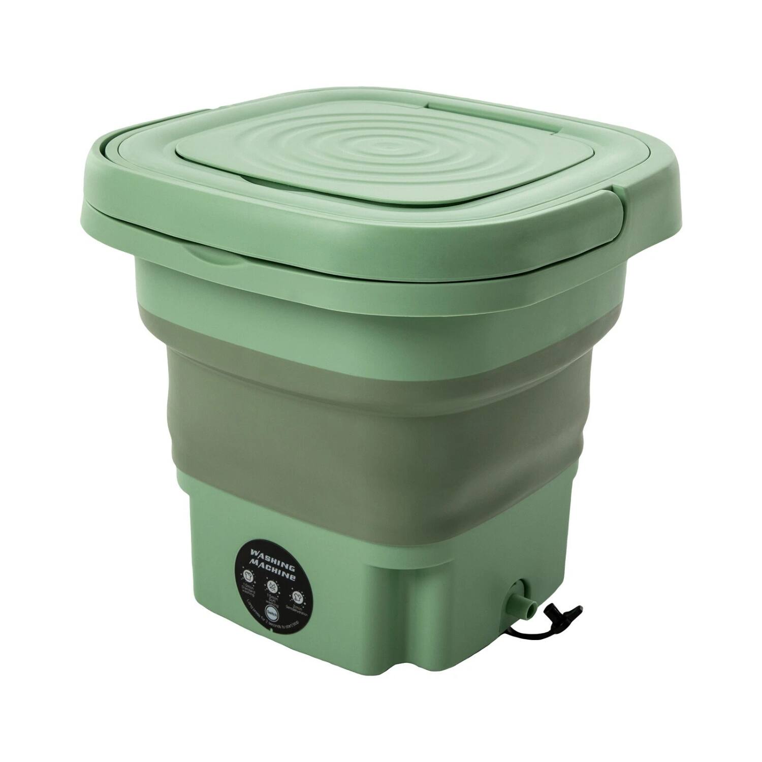 Front. Stock Preferred - 8L Foldable Portable Mini Washing Machine - Green.