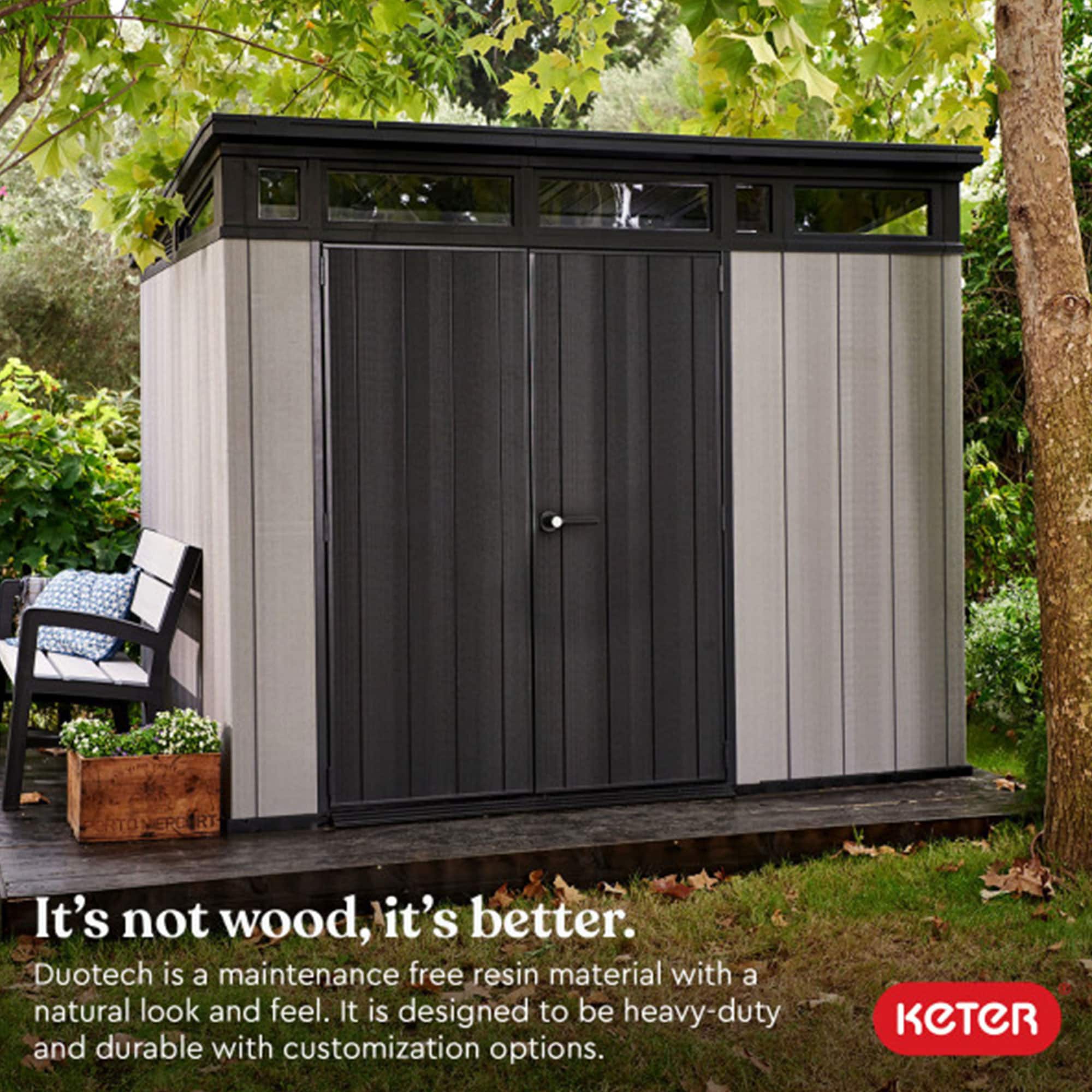 Keter Artisan 9x7 Foot Large Outdoor Shed with Floor with Modern