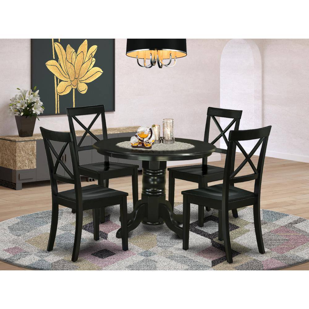 Left. East West Furniture - Dining Room Set Black - Brown.