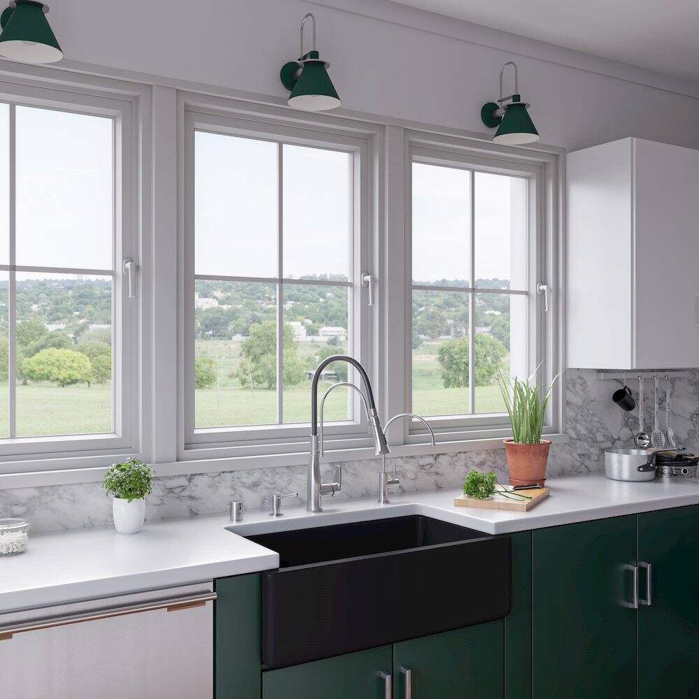 Alt View 3. Alfi - ALFI brand 33 Black Matte Reversible Smooth / Fluted Single Bowl Fireclay Farm Sink - Black.