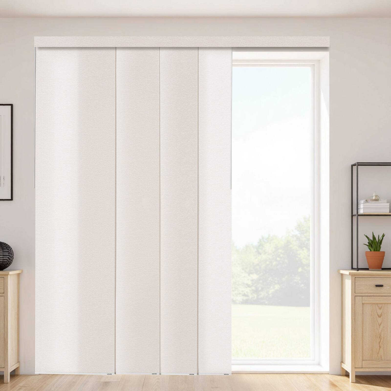 Front. VEVOR - Panel Track Blinds,Extendable Track from 45.8 in to 86 in W,Trimmable Panel Curtains Up to 96 in H,Vertical Panel Blinds - Light Brown.
