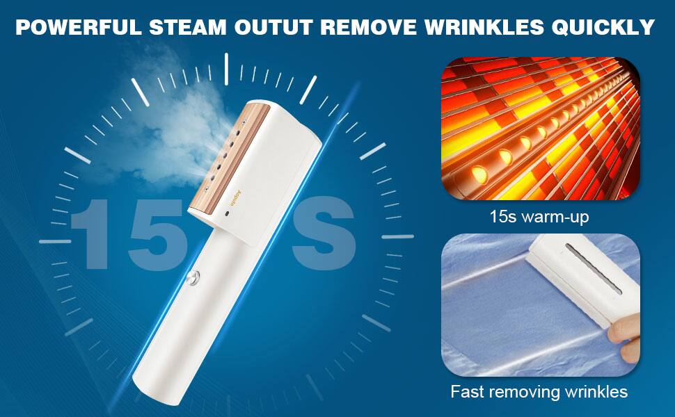 POWERFUL STEAM OUTPUT REMOVE WRINKLES QUICKLY

15s warm-up

Fast removing wrinkles