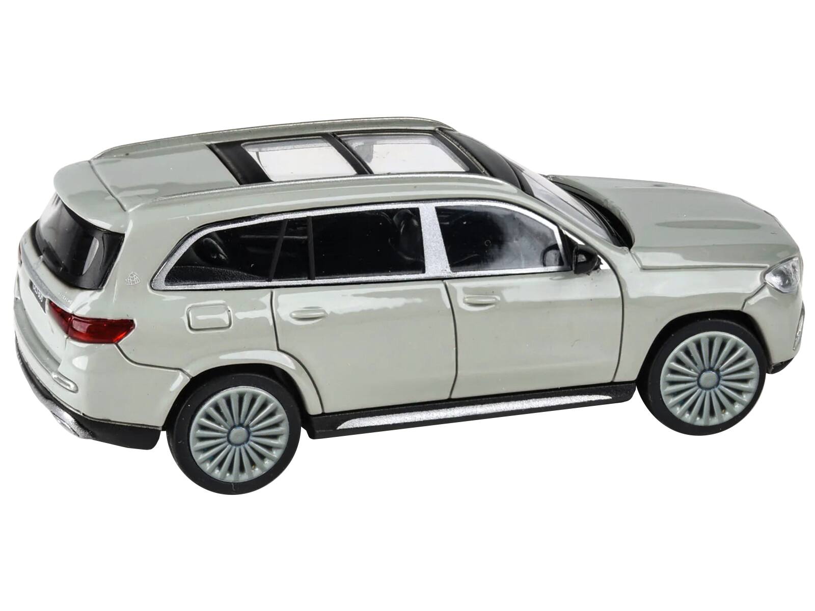 Angle. Paragon - Mercedes-Maybach GLS 600 Nardo Gray with Sunroof 1/64 Diecast Model Car by Paragon Models - Gray.