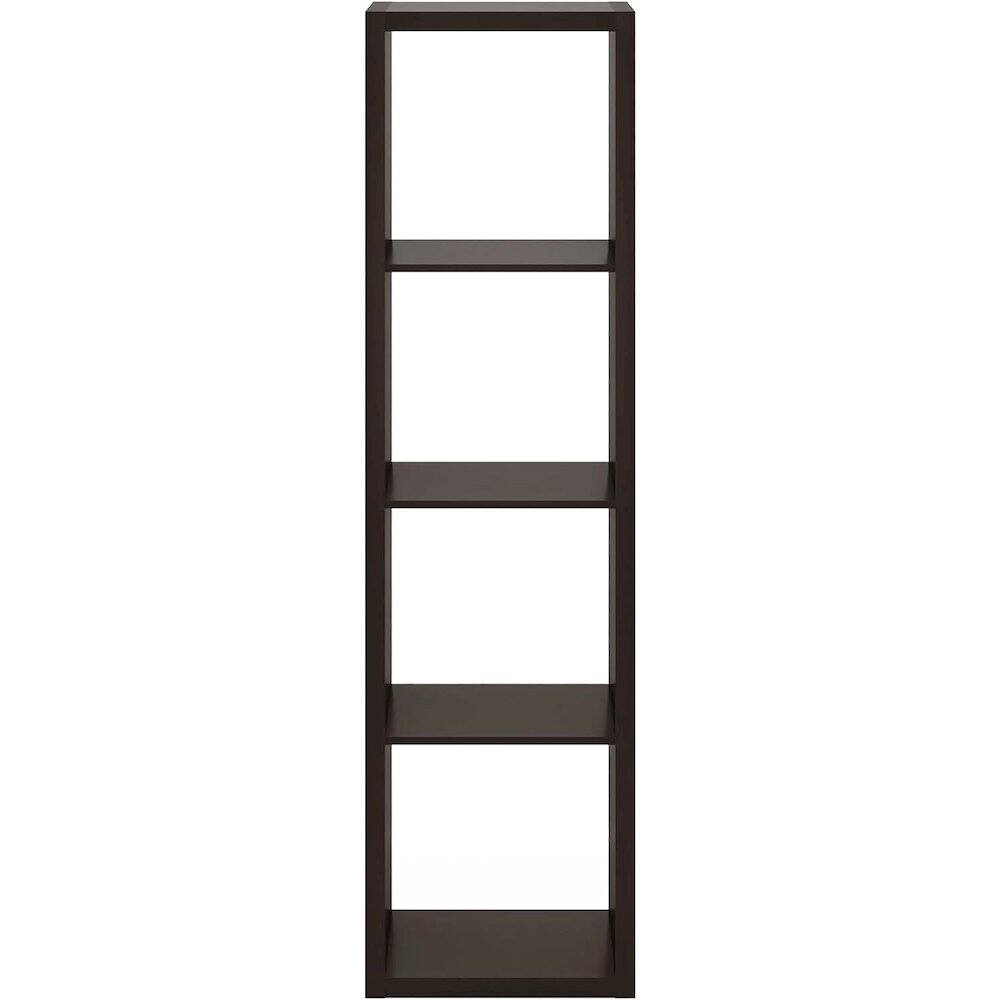 Alt View 2. FurniFact - Black Wood 4 Cube Storage Organizer with Open Back Vertical Cube Storage - Dark Oak.