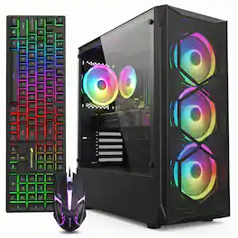STGAubron - Gaming PC Computer Desktop, Intel Core i7 8th Gen up to 4.1Ghz, Radeon RX 580 8G, 16G DDR4, 512G SSD, WIN11H - Black