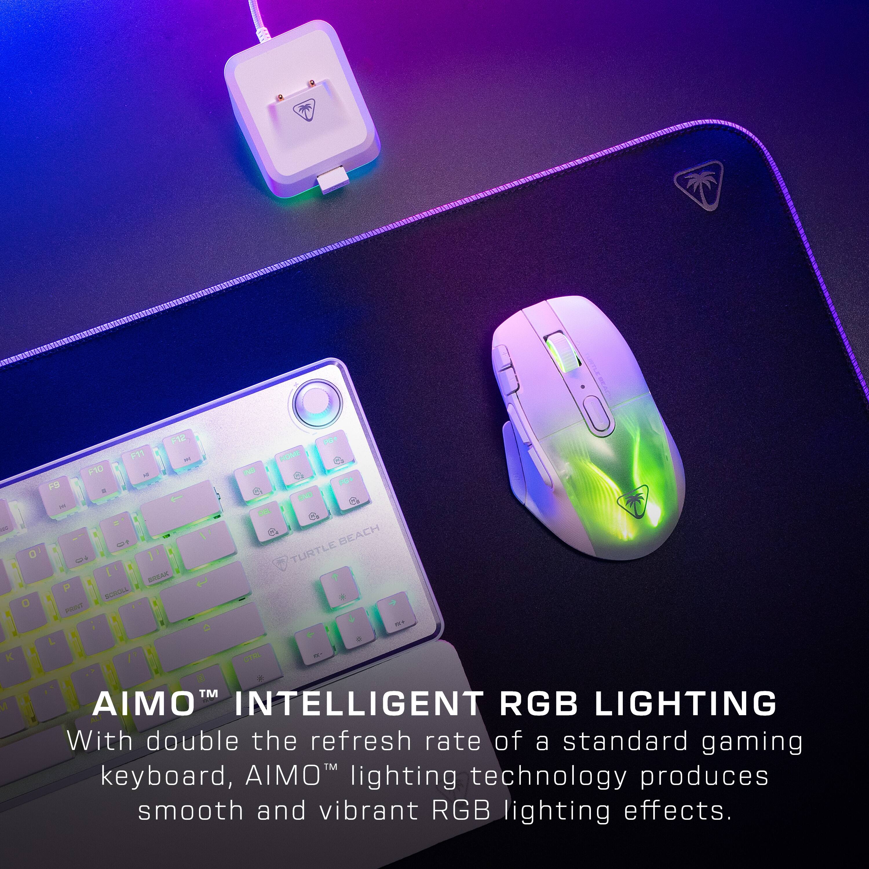 AIMO Intelligent RGB Lighting with double the refresh rate of a standard gaming keyboard, AIMO lighting technology produces smooth and vibrant RGB lighting effects.