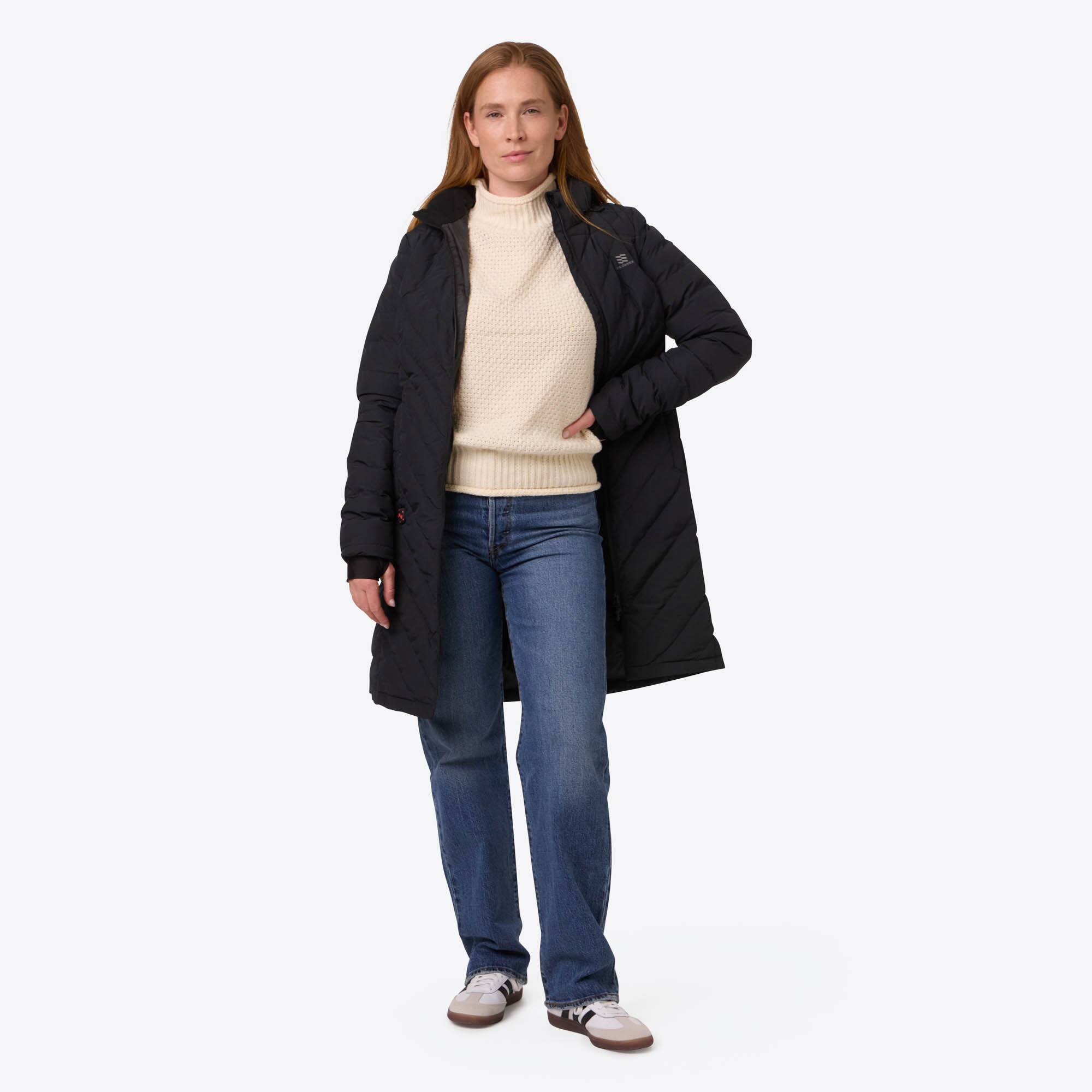 Left. Mobile Warming - Women's Meridian Heated Jacket - Black.
