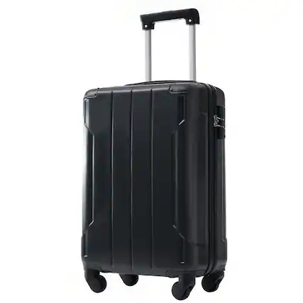 Front. BreeBe - Hardshell Luggage 20" Carry-On, Lightweight Durable ABS Suitcase with Double Spinner Wheels and Built-in TSA Lock Black - Black.