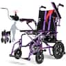 Hover Heart - 4-Wheel Foldable Travel Electric Wheelchair & Mobility Scooter – 286 lb Heavy-Duty Power Chair, 15 km Range - purple