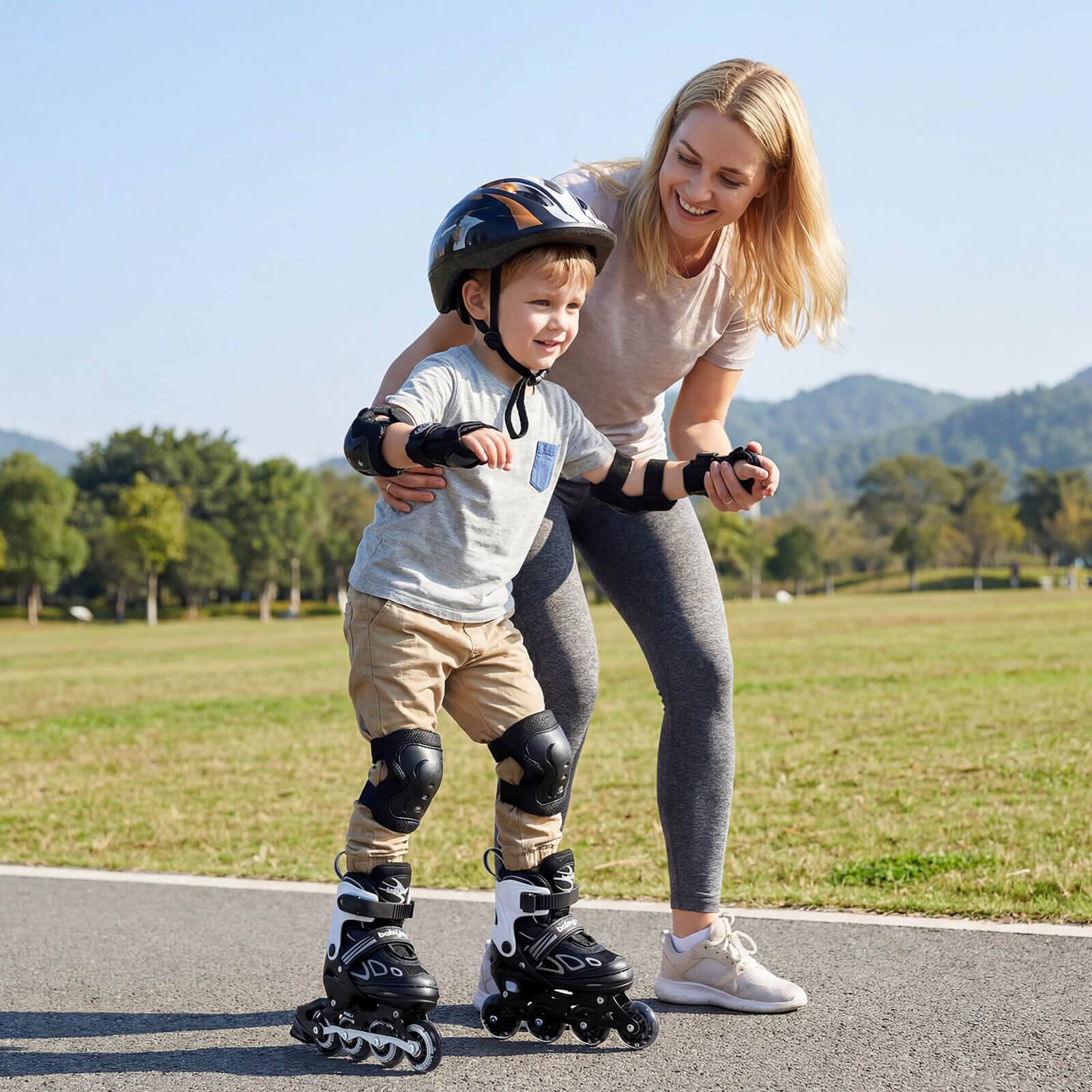 Alt View 1. Costway - Costway Kids' Inline Skates for Boys Girls Ages 5-7, 4 Sizes Adjustable Blade Roller - White & Black.