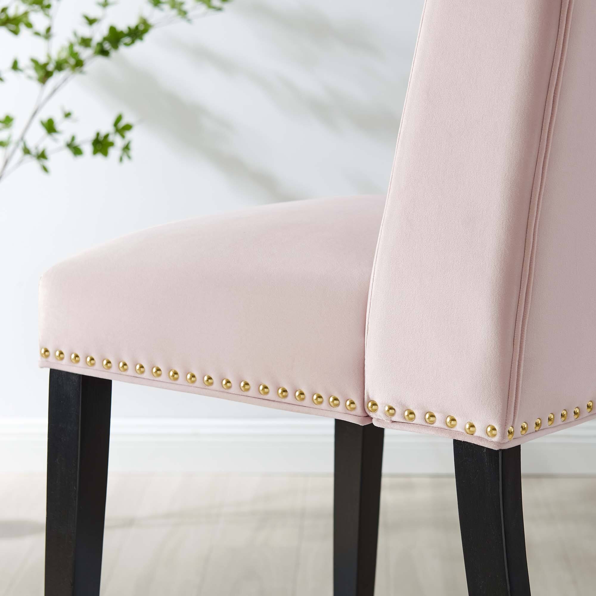 Back. Modway - Baron Performance Velvet Dining Chairs Set of 2 by Modway - Pink.