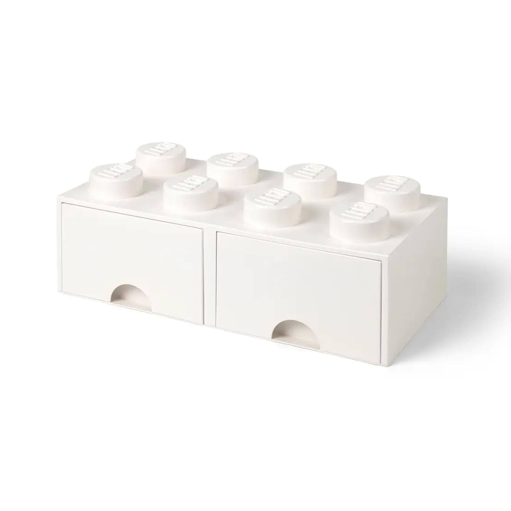 Alt View 2. Room Copenhagen - LEGO Brick Drawer, 8 Knobs, 2 Drawers, Stackable Storage Box, White - White.