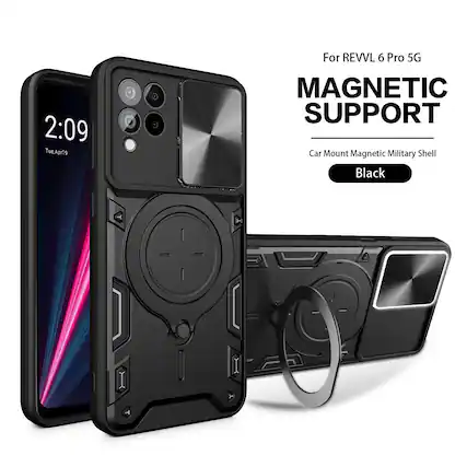 For REVVL 6 Pro 5G
MAGNETIC SUPPORT
Car Mount Magnetic Military Shell
Black