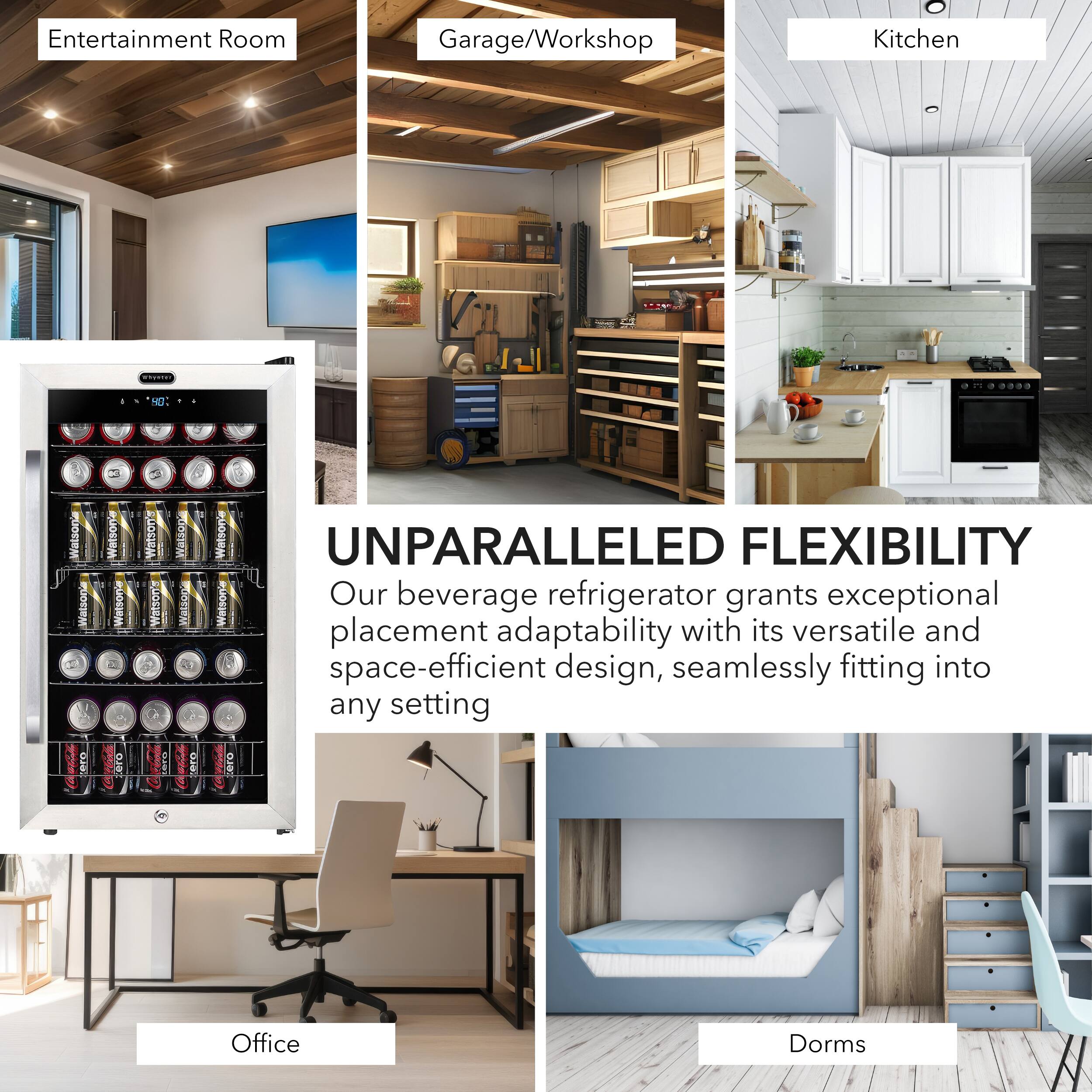 Alt View 11. Whynter - BR-1211DS Whynter Freestanding 121 Can Beverage Refrigerator with Digital Control and Internal Fan - Stainless steel.