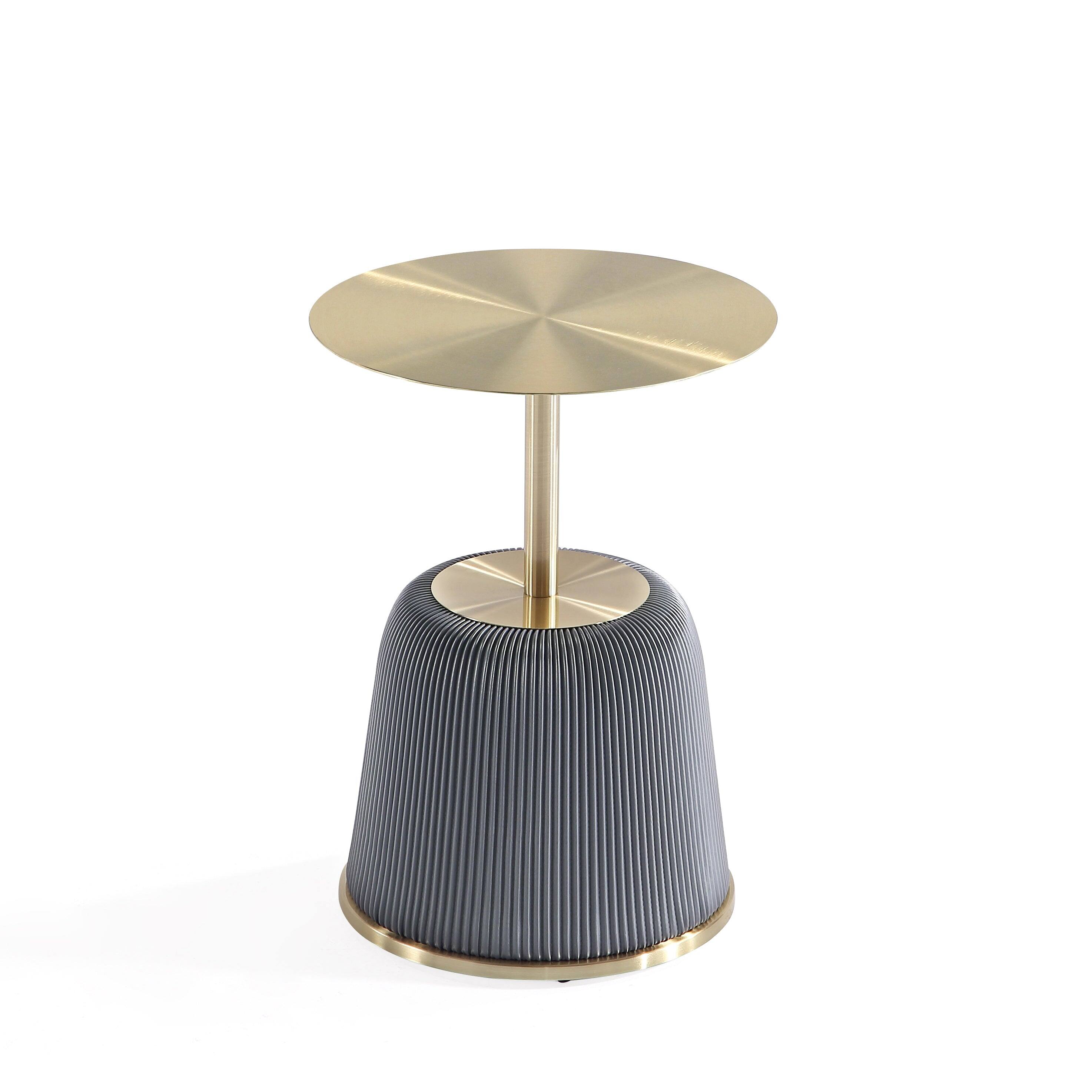Alt View 4. Manhattan Comfort - Anderson Modern Metal Top Upholstered End Table - Gray.