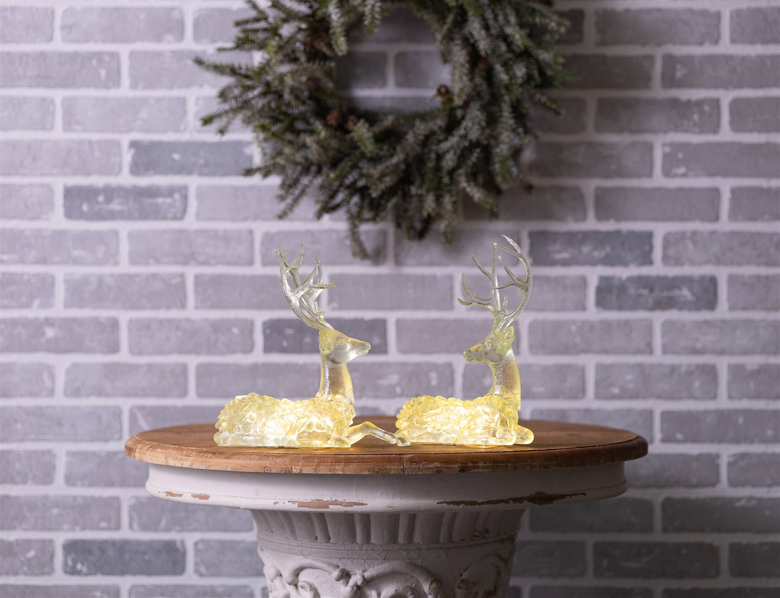 Alt View 2. BreeBe - LED Lighted Sage Green Deer (Set of 2) - Green.