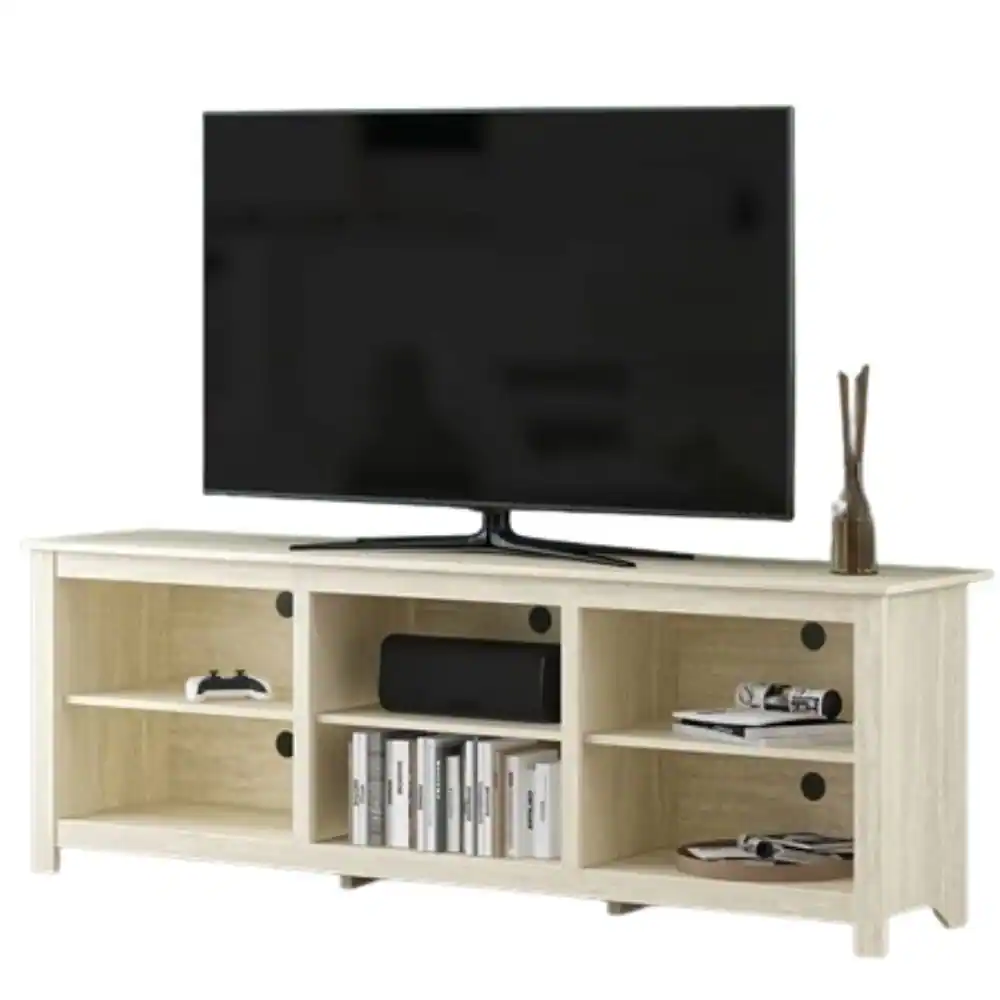 Hivvago - Farmhouse TV Stand Wood Finish - for TVs up to 70-inch - Light Travertine