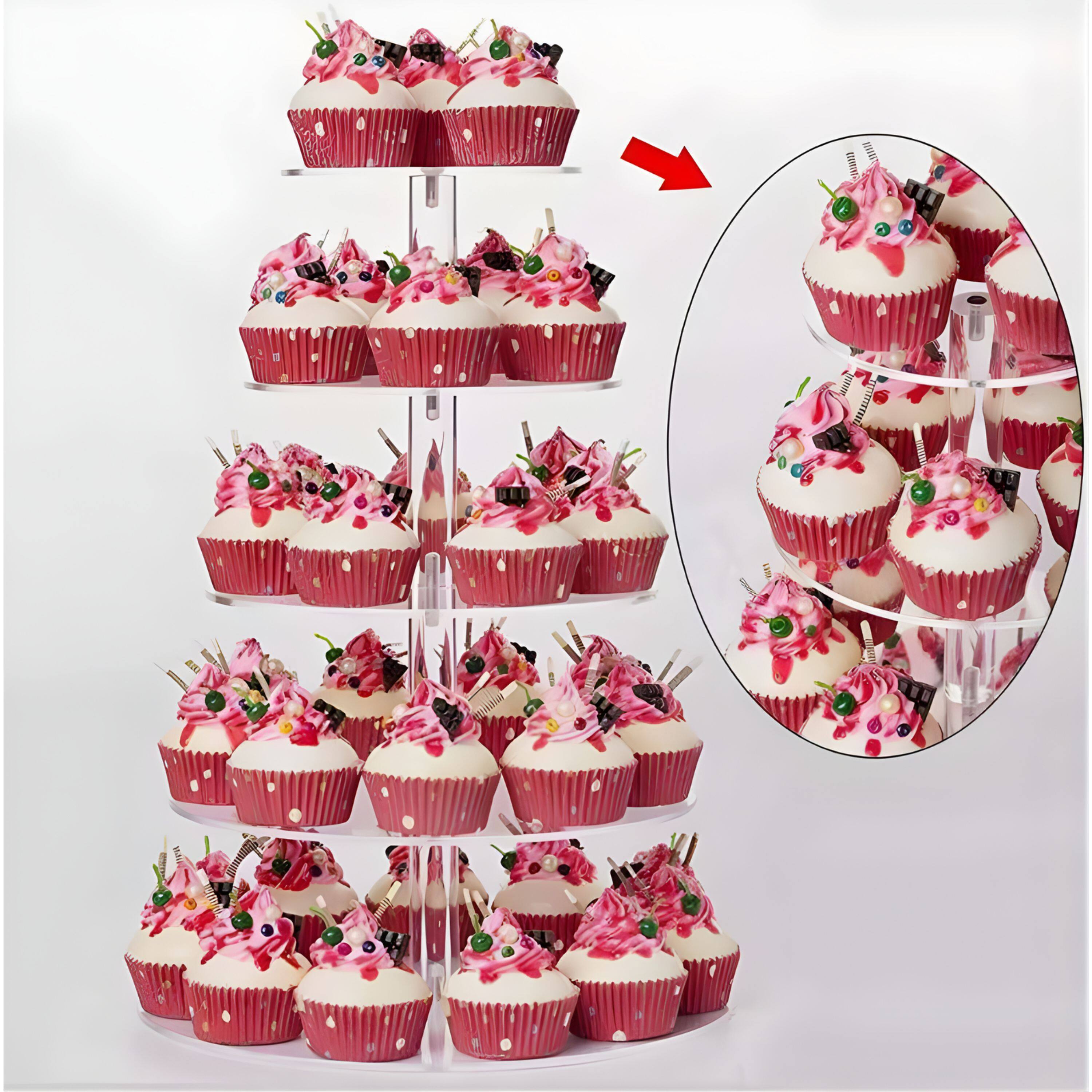 Back. Kitcheniva - Acrylic 5 Tier Dessert Cupcake Stand - Clear.