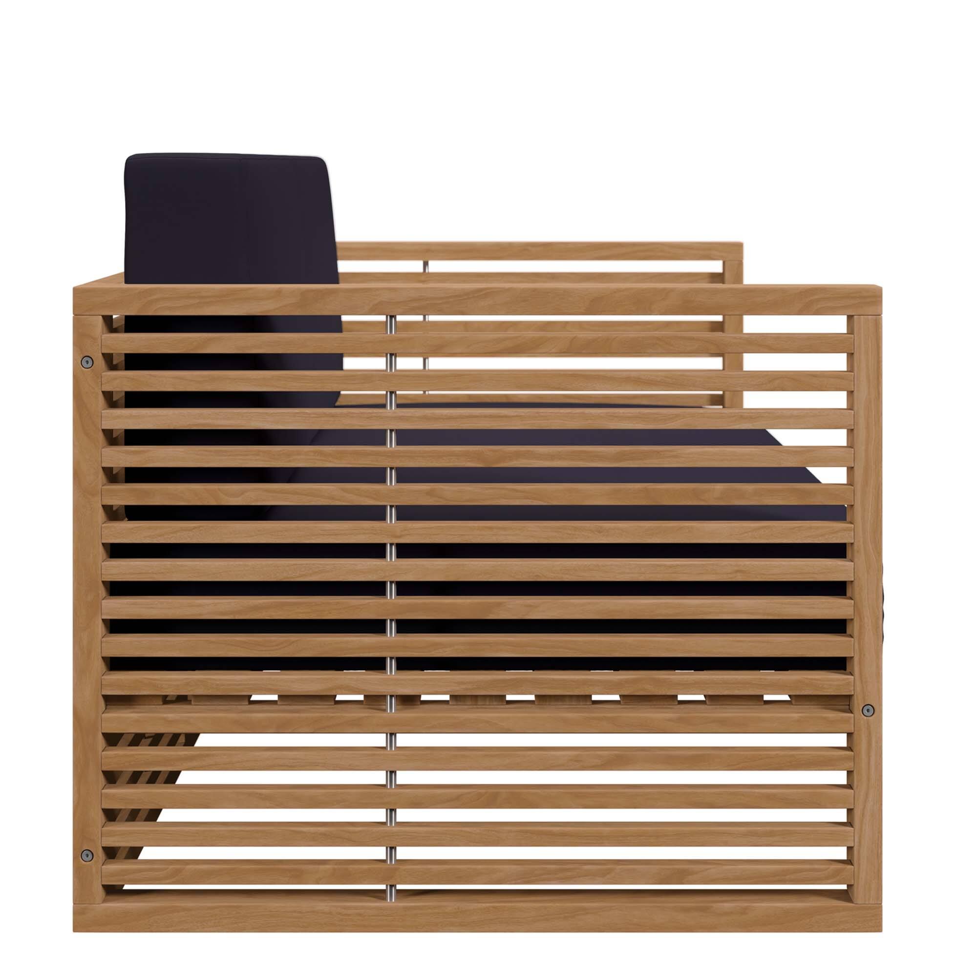 Alt View 2. Modway - Carlsbad 3-Piece Teak Wood Outdoor Patio Set - Grade A Premium Teak, All-Weather Cushions - Natural Navy.