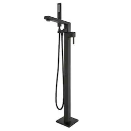 Akicon - 360° Swivel Tub Filler High Flow Freestanding Bathtub Faucet with Handheld Shower - Black