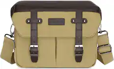 Front. mosiso - Camera Case Crossbody Shoulder Messenger Bag for DSLR/SLR/Mirrorless Photography, Vintage Cameras Bag with Rain Cover - Khaki.