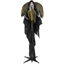 Boyel Living - 8ft Halloween Witch with Flashing Eyes and Moving Wings for Indoor and Outdoor Decor - Black