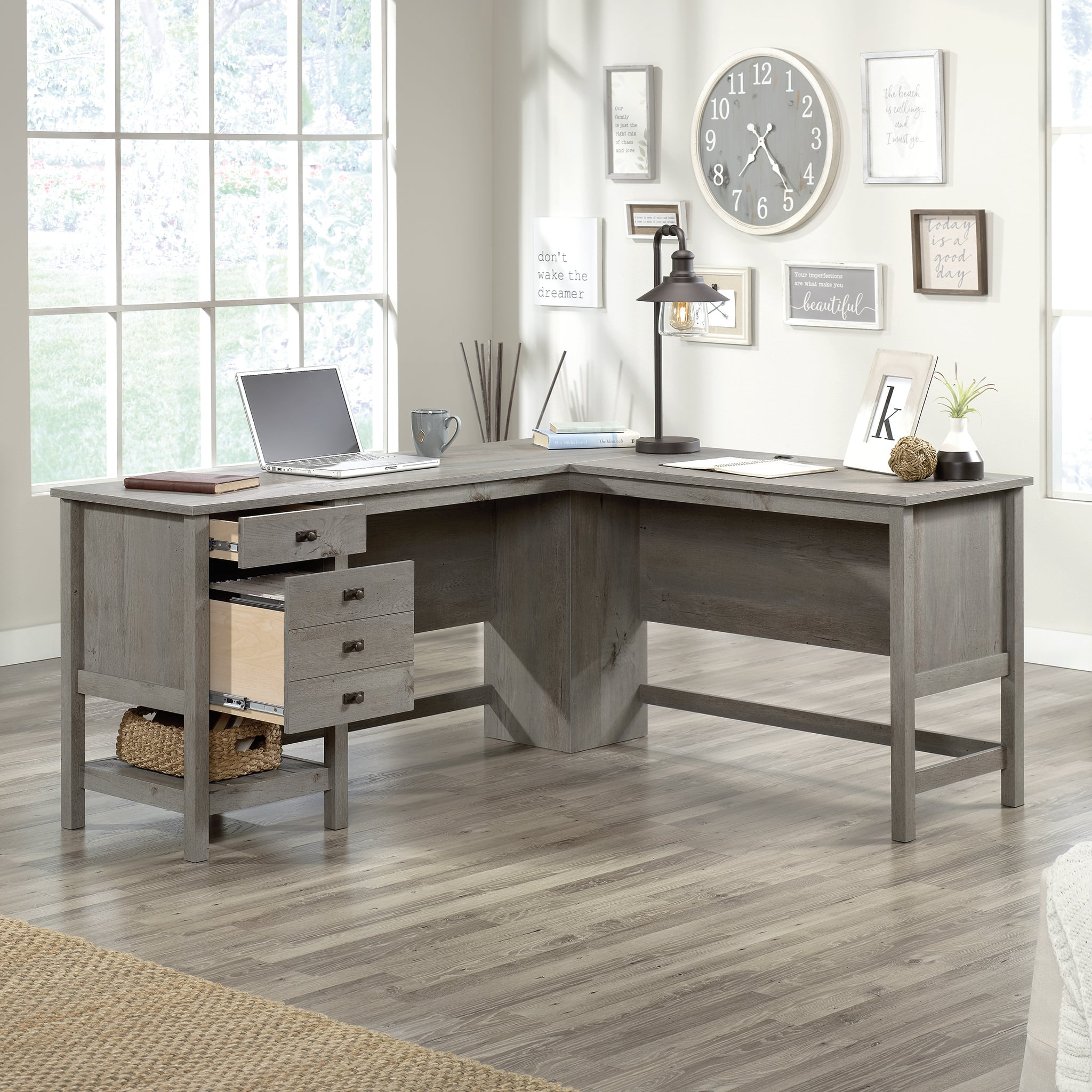 Angle View: Flash Furniture - Macon Rectangle Contemporary Laminate  Laptop Desk - White